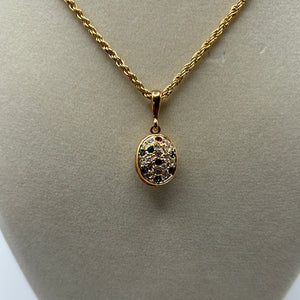 Color bead locket with gold tone necklace