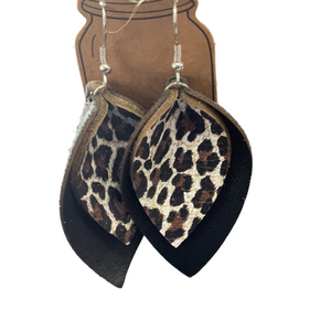 Leather cheetah print earrings