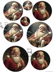 AB2108 -  Santa in Circles for Ornaments