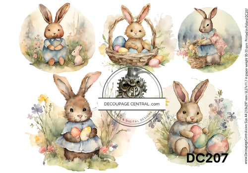 DC207 - Primitive Bunnies Rice Paper