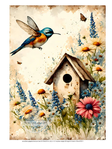 DC411 - Spring Birdhouse Rice Paper