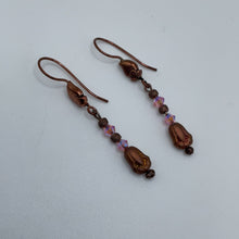 Load image into Gallery viewer, Copper color and Bead Earrings