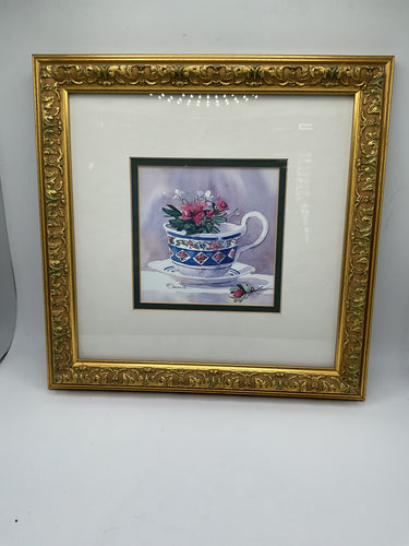 5x7 teacup w/ flower painting