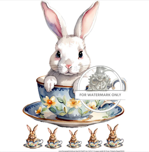 DC323 - Bunny in a Teacup Rice Paper