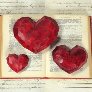 Faceted Soapstone Hearts - Sm - Red