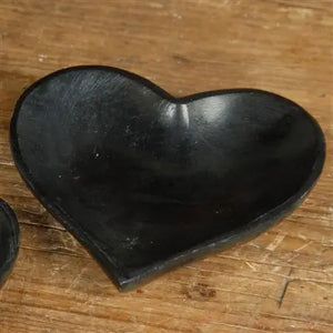 Soapstone Heart Bowl - Lrg - Black