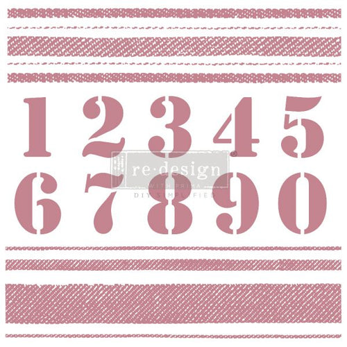 Decor Stamp, Numbers & Stripes, 12x 12