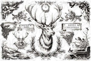 JRV  Christmas Stag Decoupage Paper